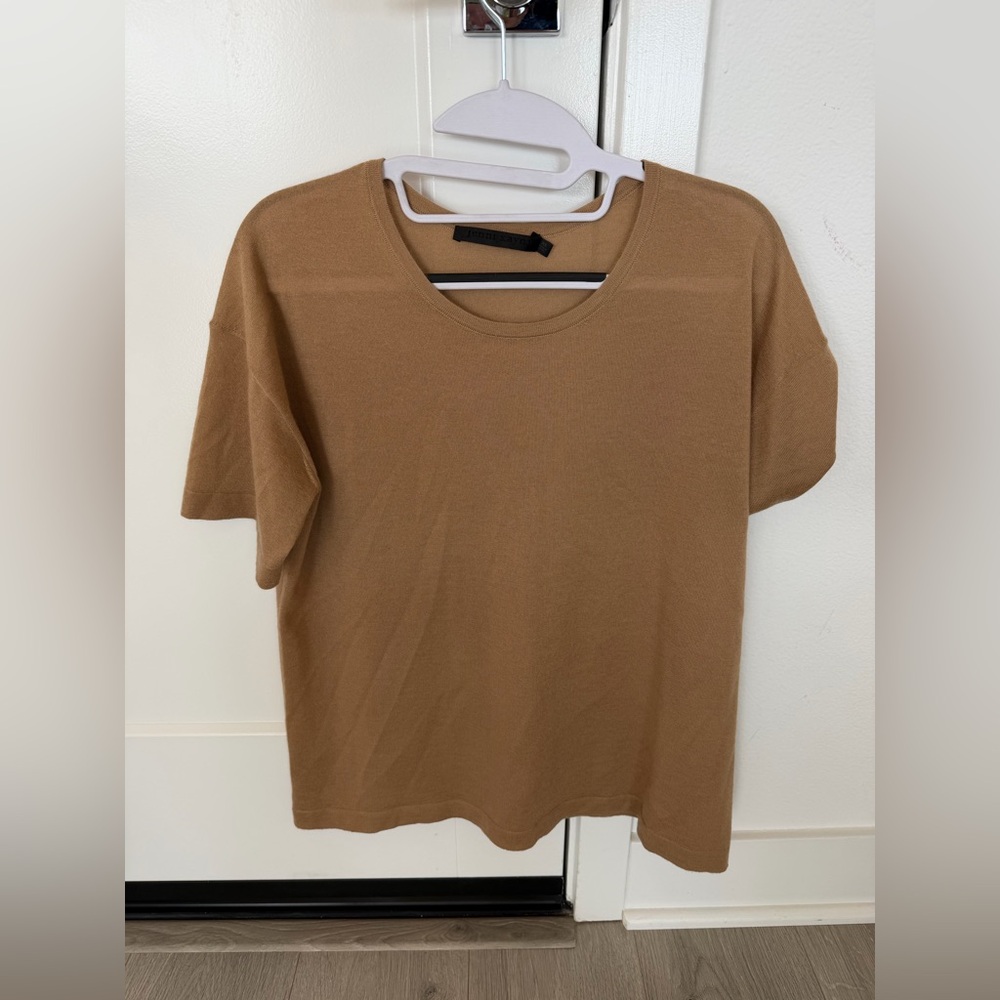 Jenni kayne Merino tee in tan (in a light sweater material called merino)